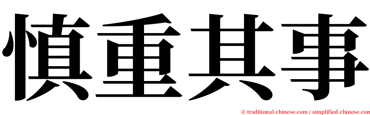 慎重其事 serif font