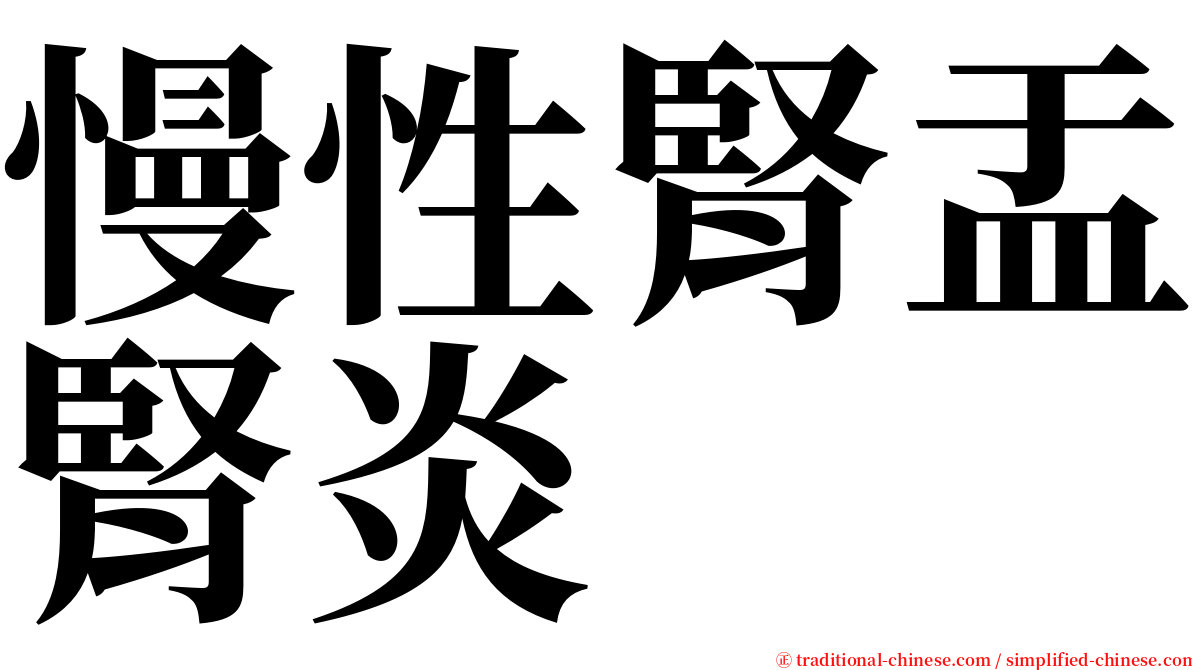 慢性腎盂腎炎 serif font