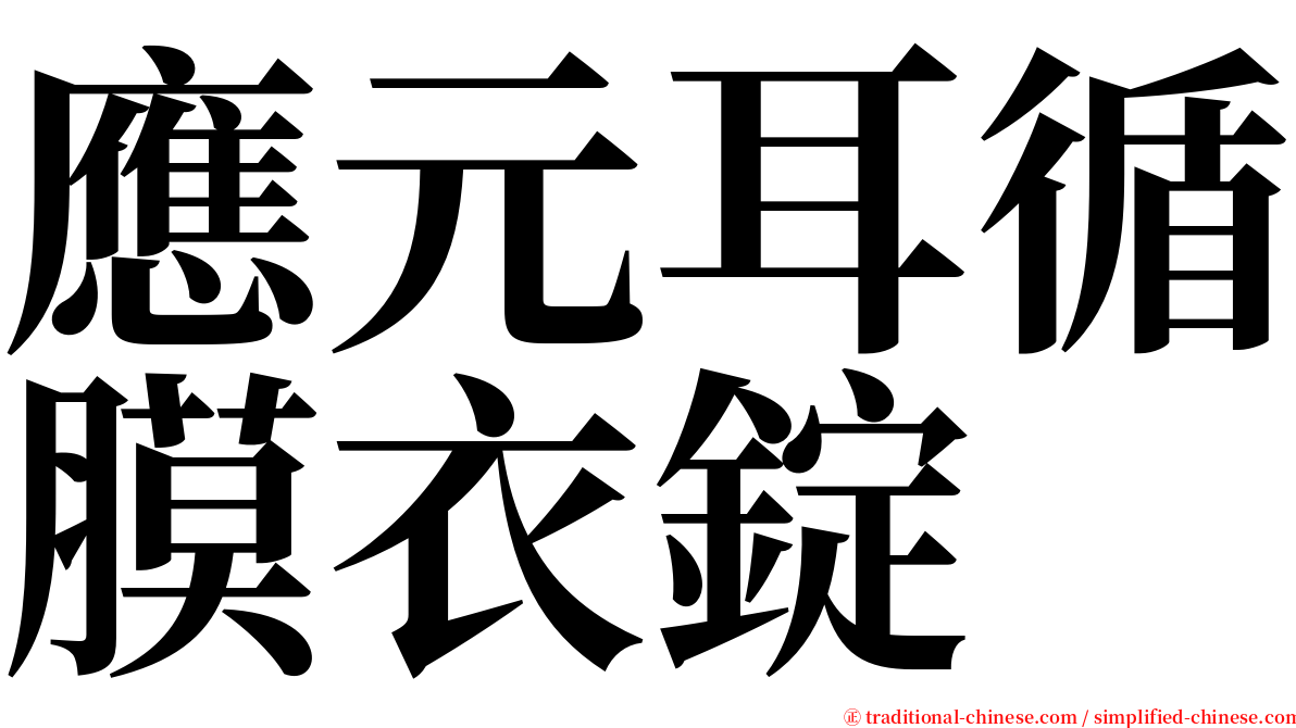 應元耳循膜衣錠 serif font