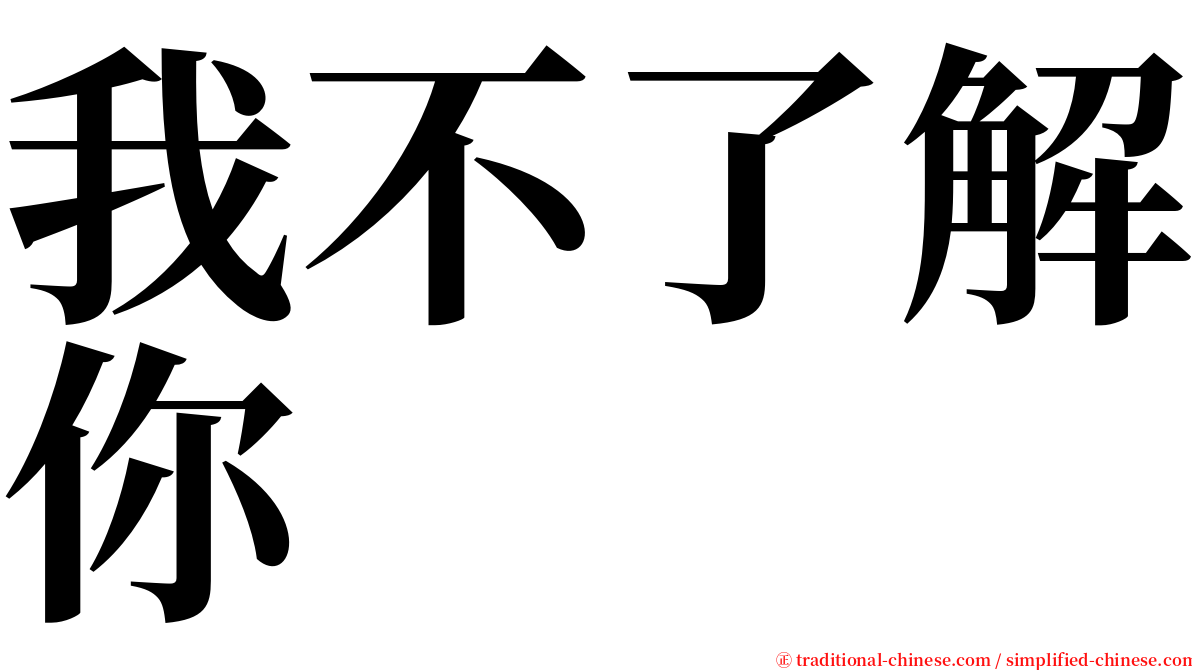 我不了解你 serif font