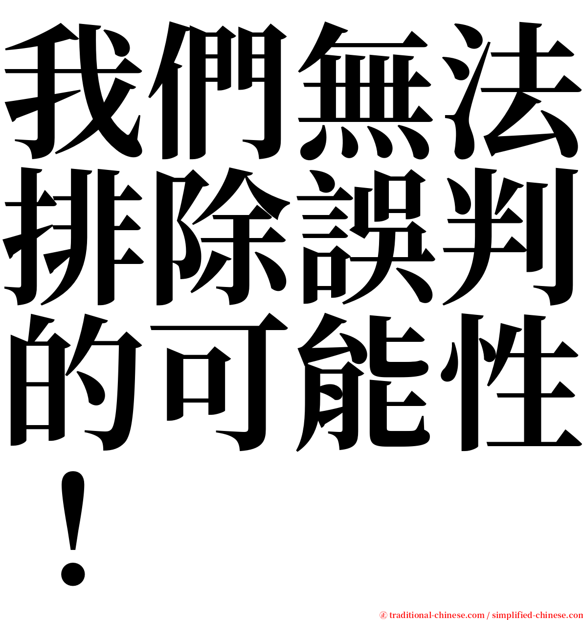 我們無法排除誤判的可能性！ serif font