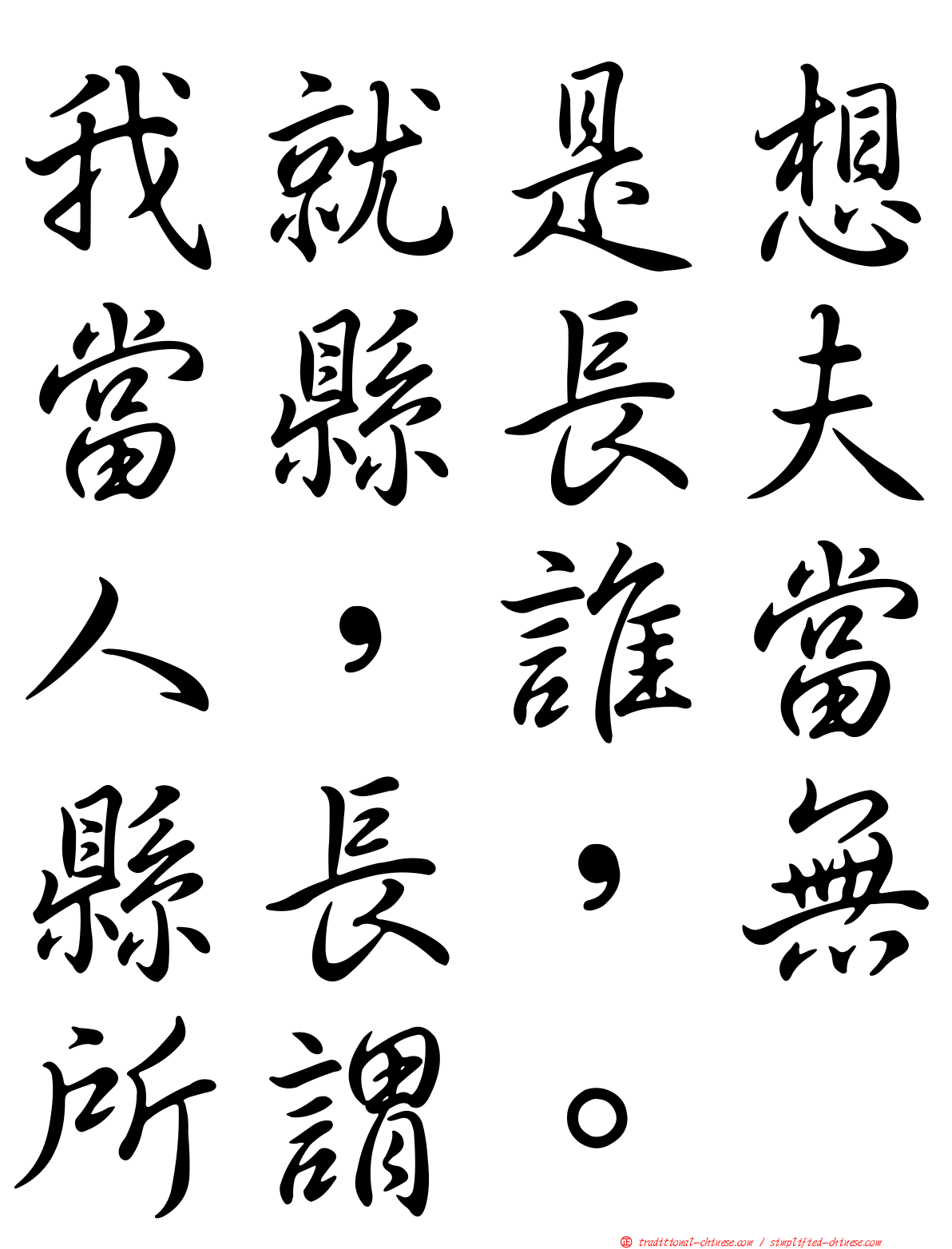 我就是想當縣長夫人，誰當縣長，無所謂。