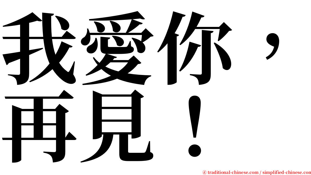 我愛你，再見！ serif font