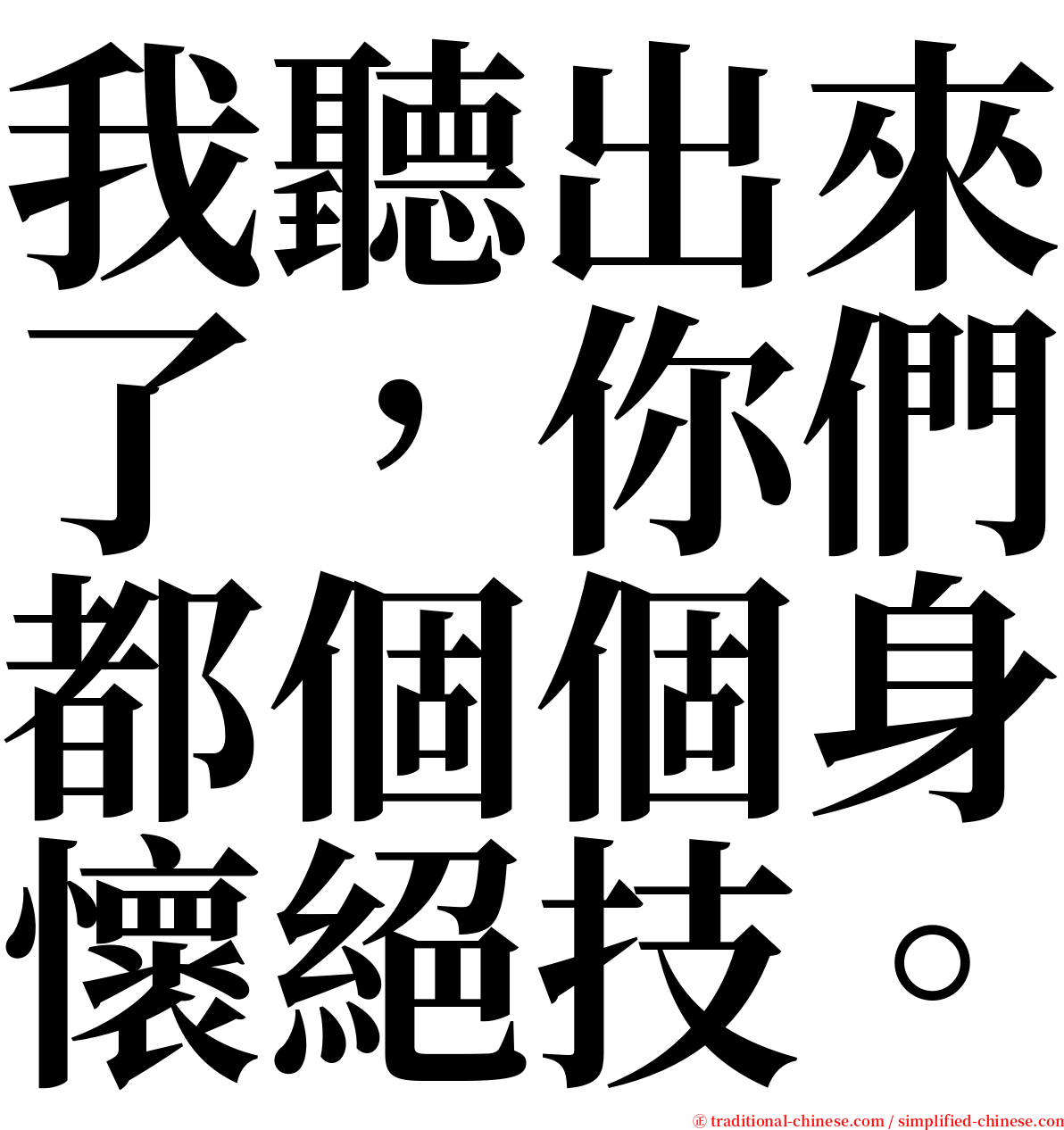 我聽出來了，你們都個個身懷絕技。 serif font