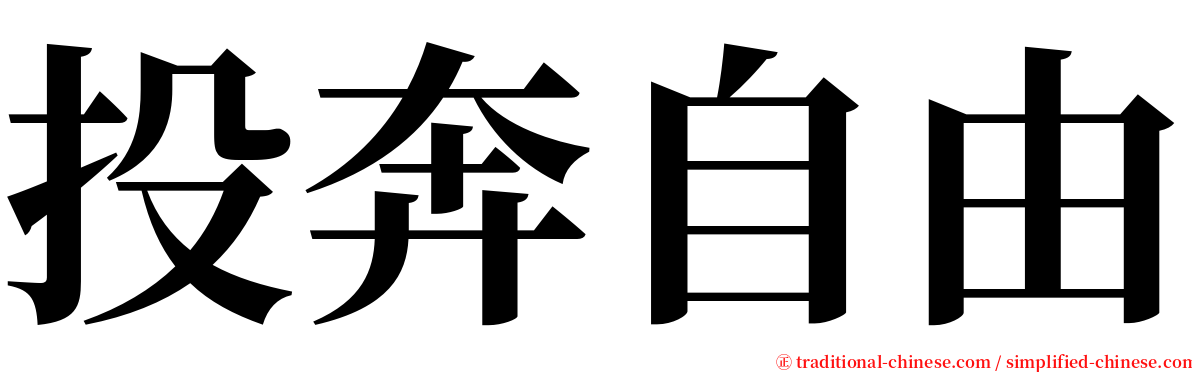 投奔自由 serif font