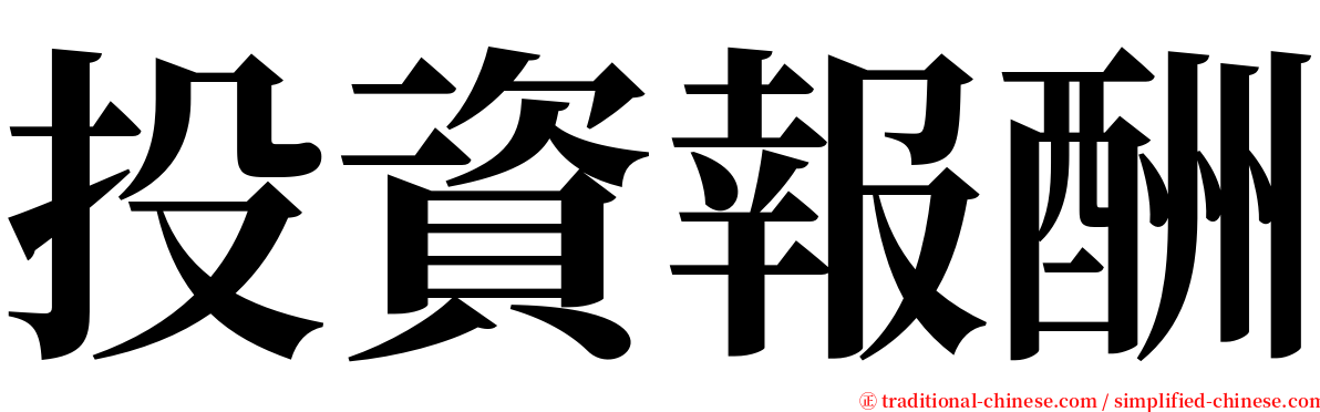 投資報酬 serif font