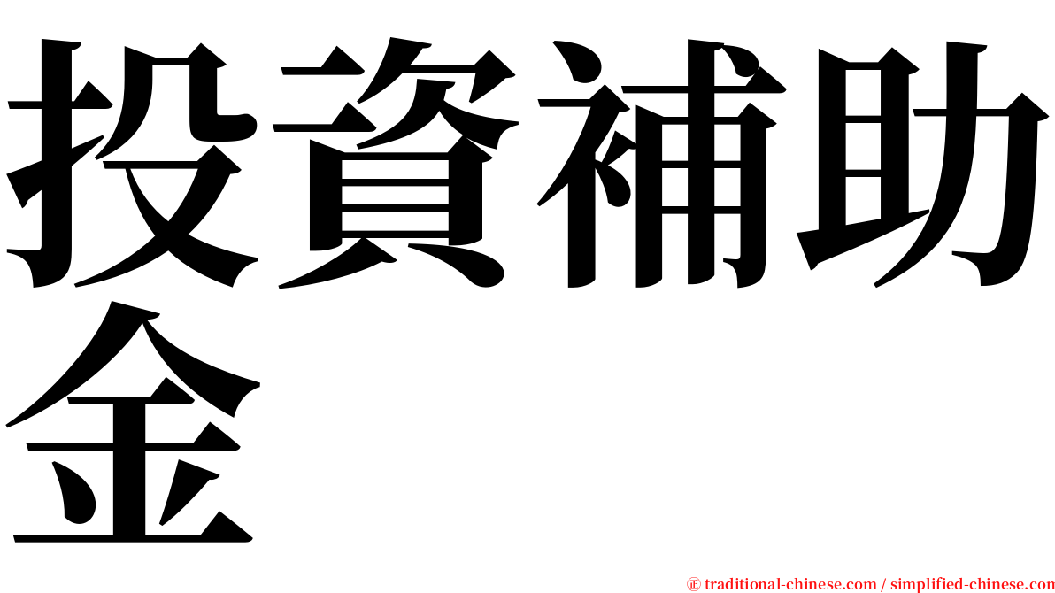 投資補助金 serif font