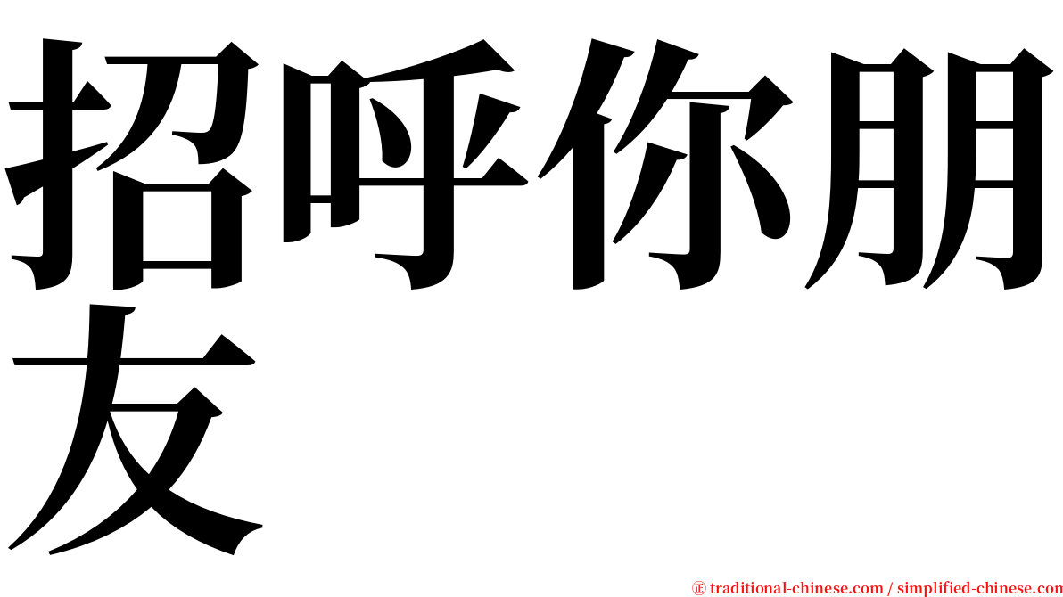 招呼你朋友 serif font