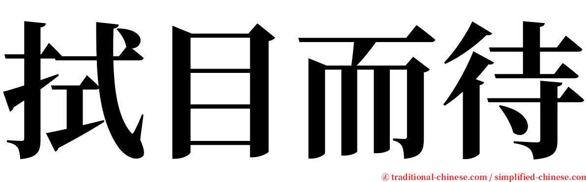 拭目而待 serif font