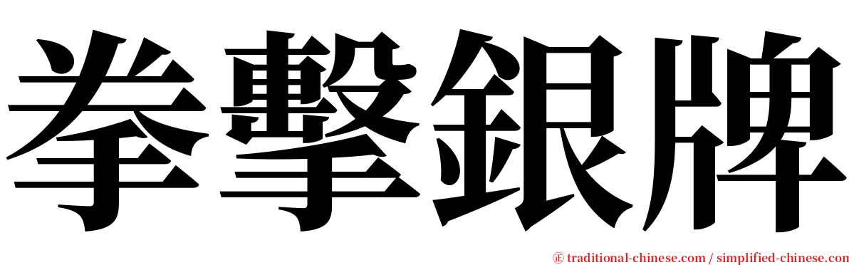 拳擊銀牌 serif font