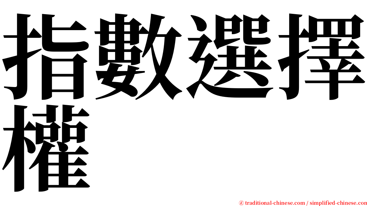 指數選擇權 serif font