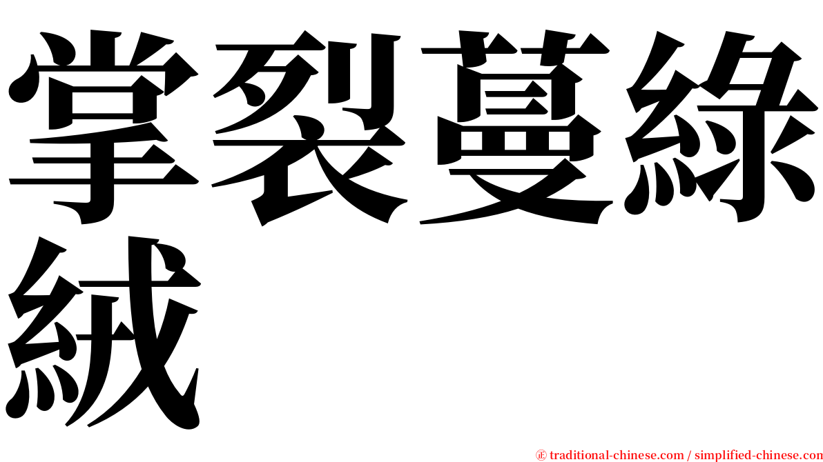 掌裂蔓綠絨 serif font