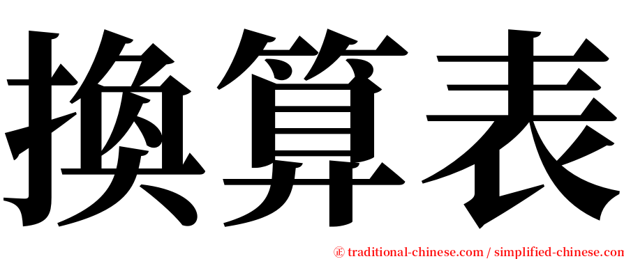 換算表 serif font