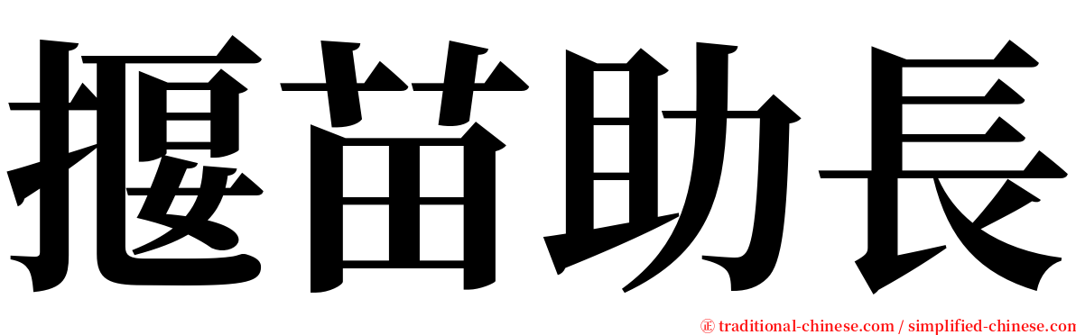 揠苗助長 serif font