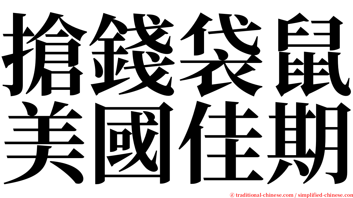 搶錢袋鼠美國佳期 serif font