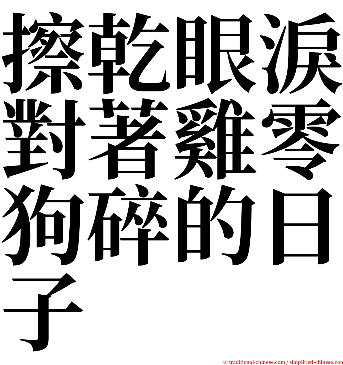 擦乾眼淚對著雞零狗碎的日子 serif font