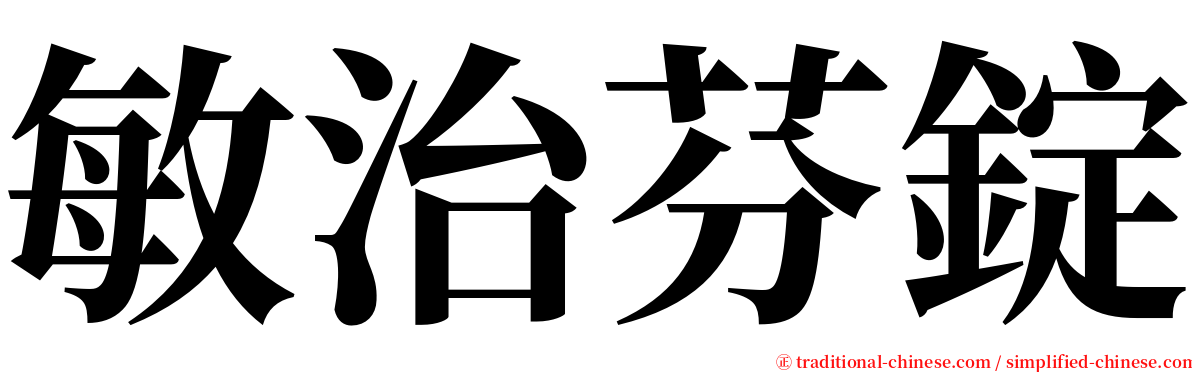 敏治芬錠 serif font