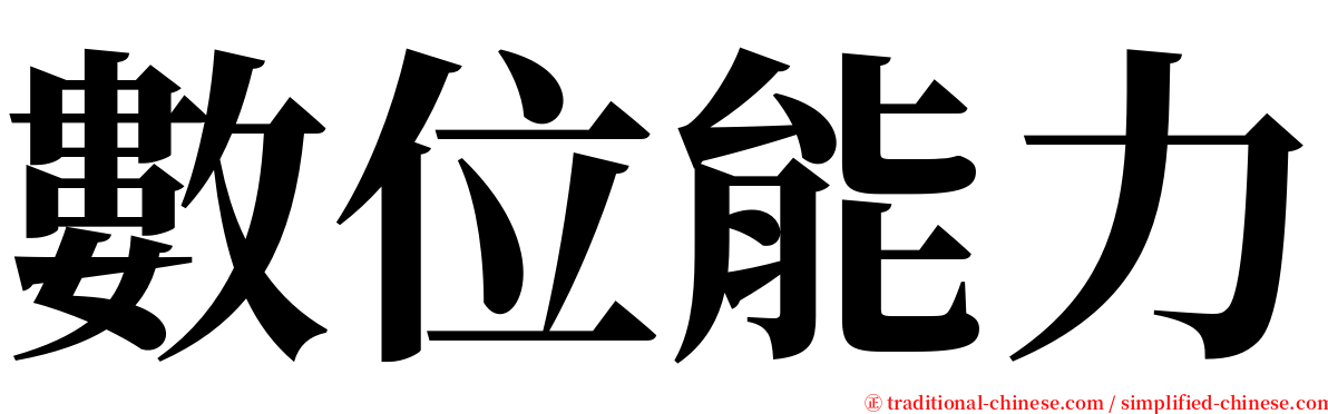 數位能力 serif font