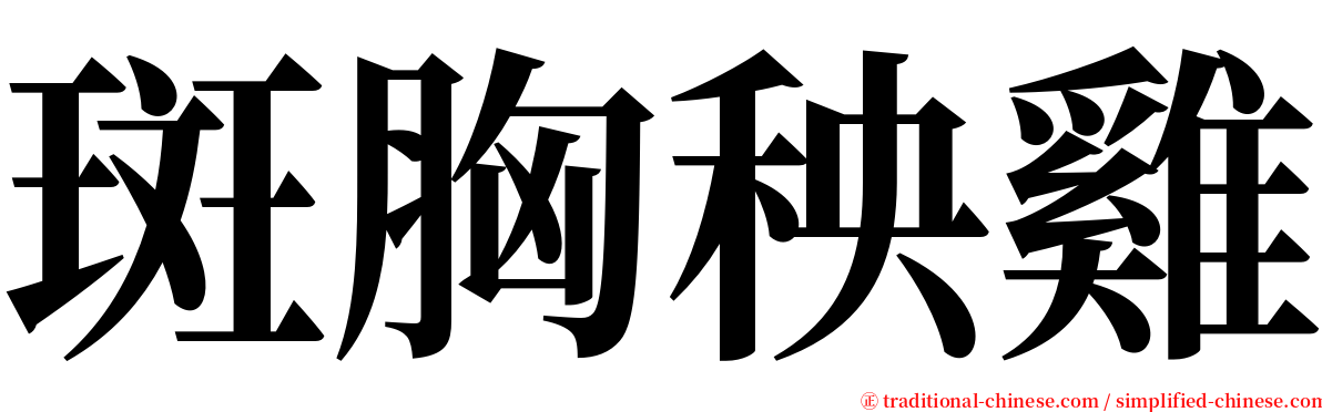 斑胸秧雞 serif font