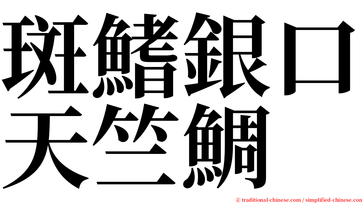 斑鰭銀口天竺鯛 serif font