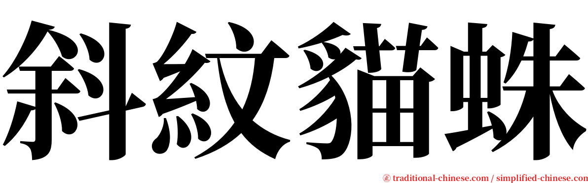 斜紋貓蛛 serif font