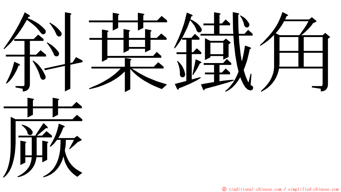 斜葉鐵角蕨 ming font