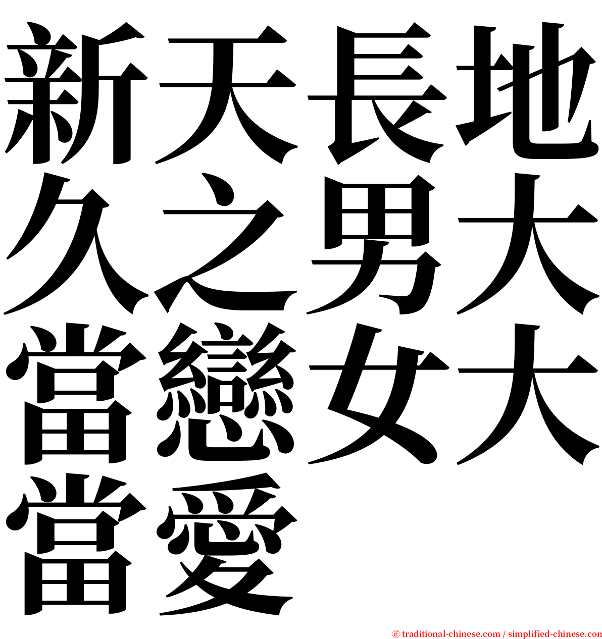 新天長地久之男大當戀女大當愛 serif font