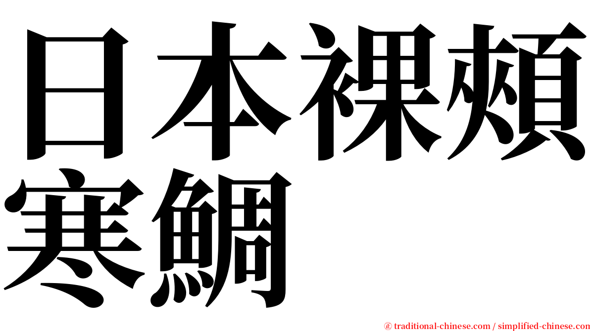 日本裸頰寒鯛 serif font