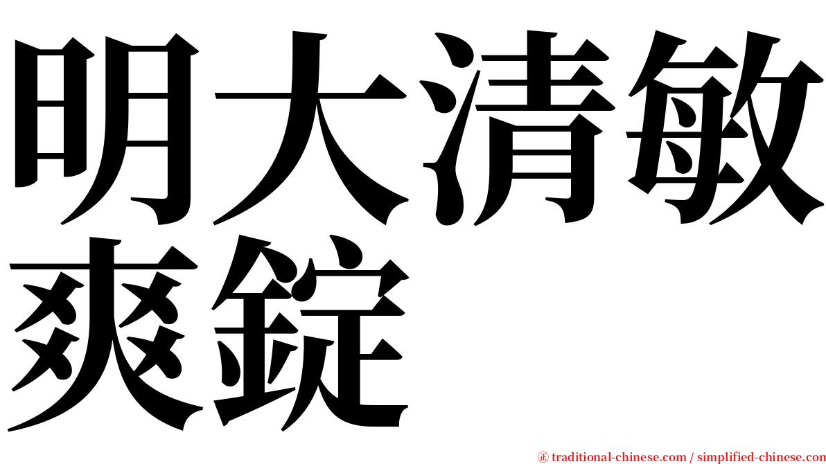 明大清敏爽錠 serif font