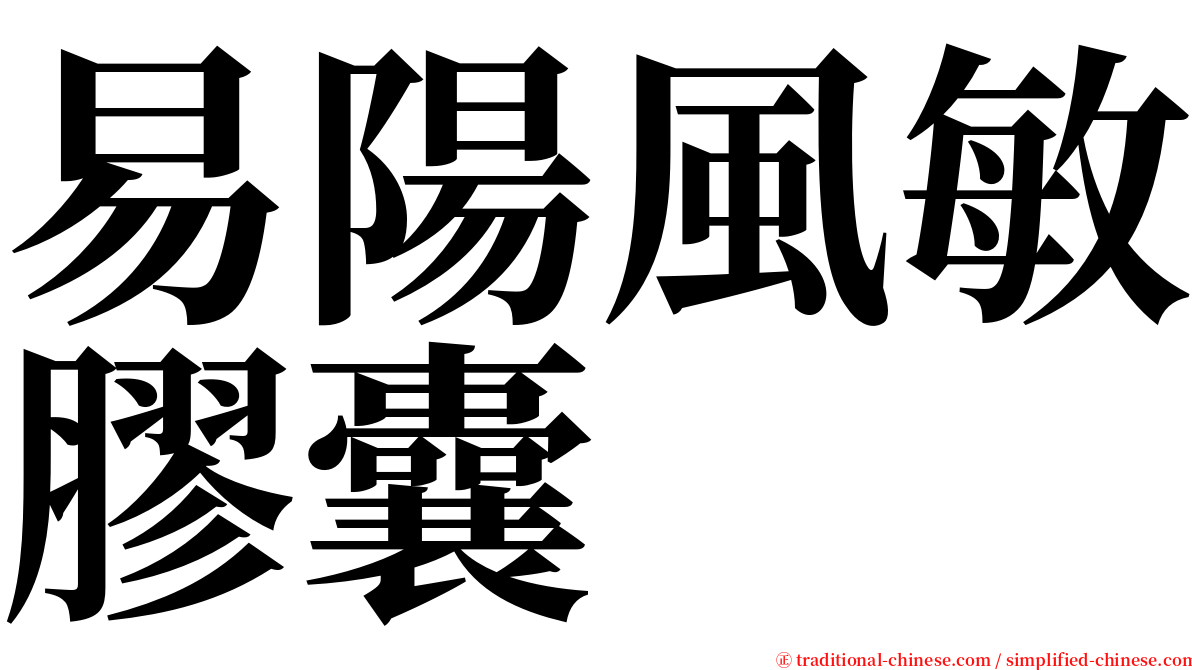 易陽風敏膠囊 serif font