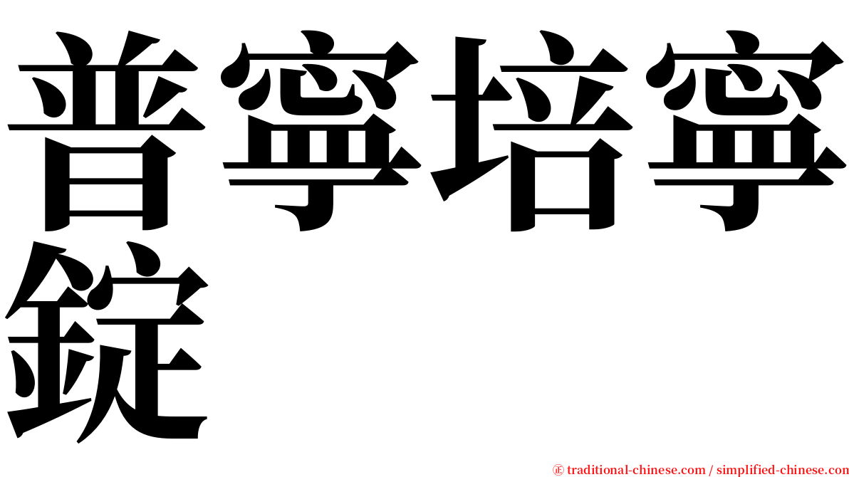 普寧培寧錠 serif font