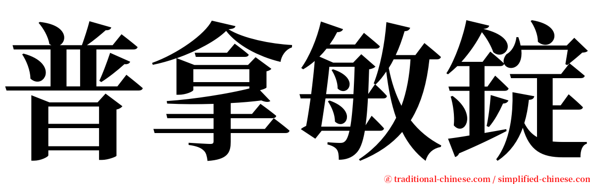 普拿敏錠 serif font