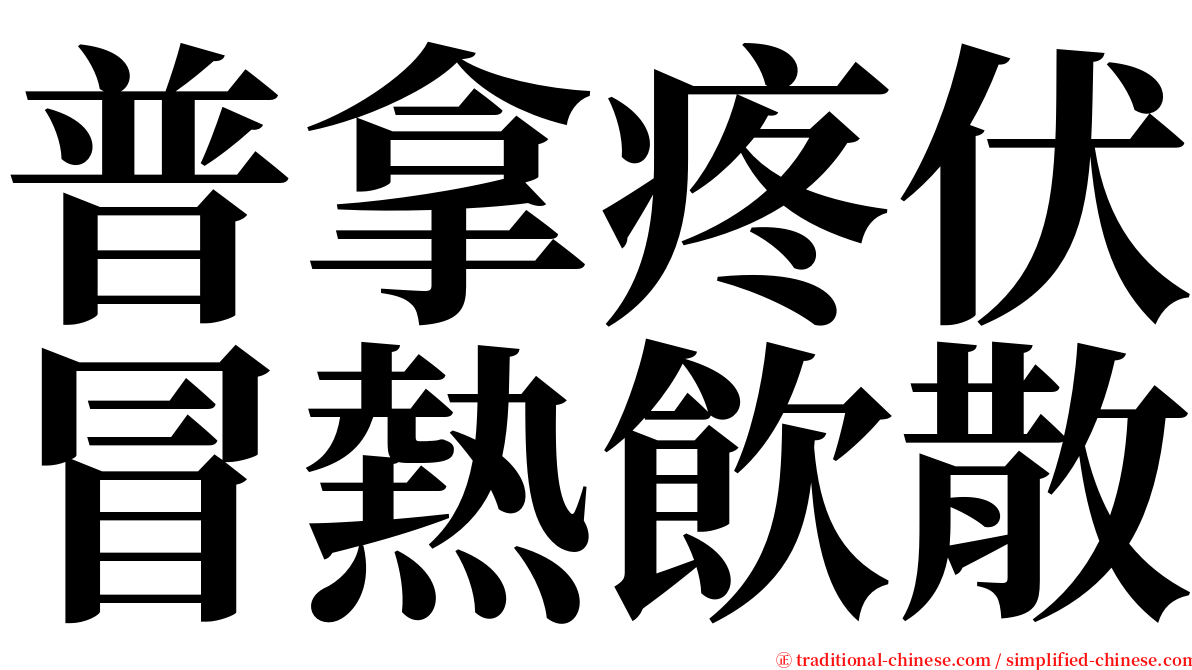 普拿疼伏冒熱飲散 serif font