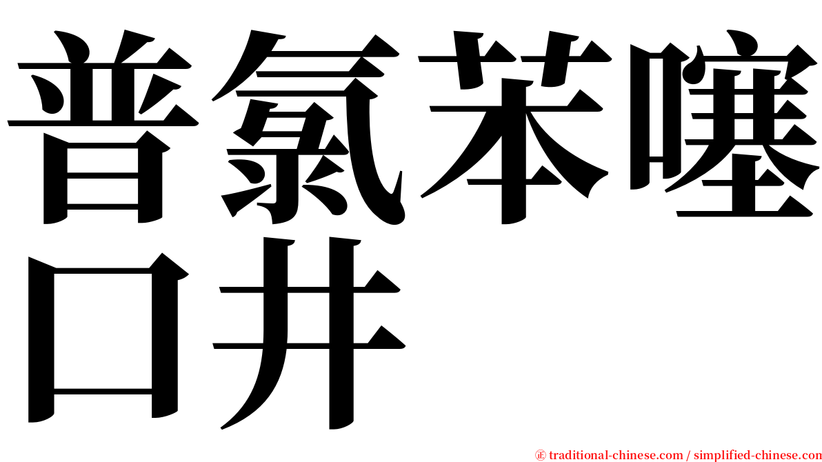 普氯苯噻口井 serif font