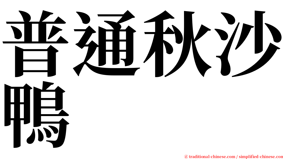 普通秋沙鴨 serif font