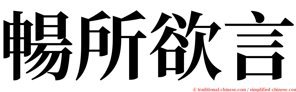 暢所欲言 serif font