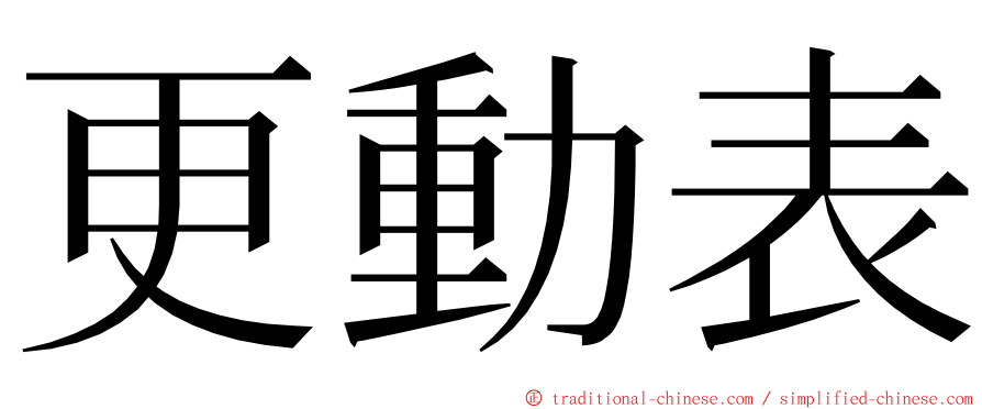 更動表 ming font