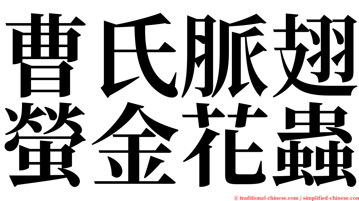曹氏脈翅螢金花蟲 serif font