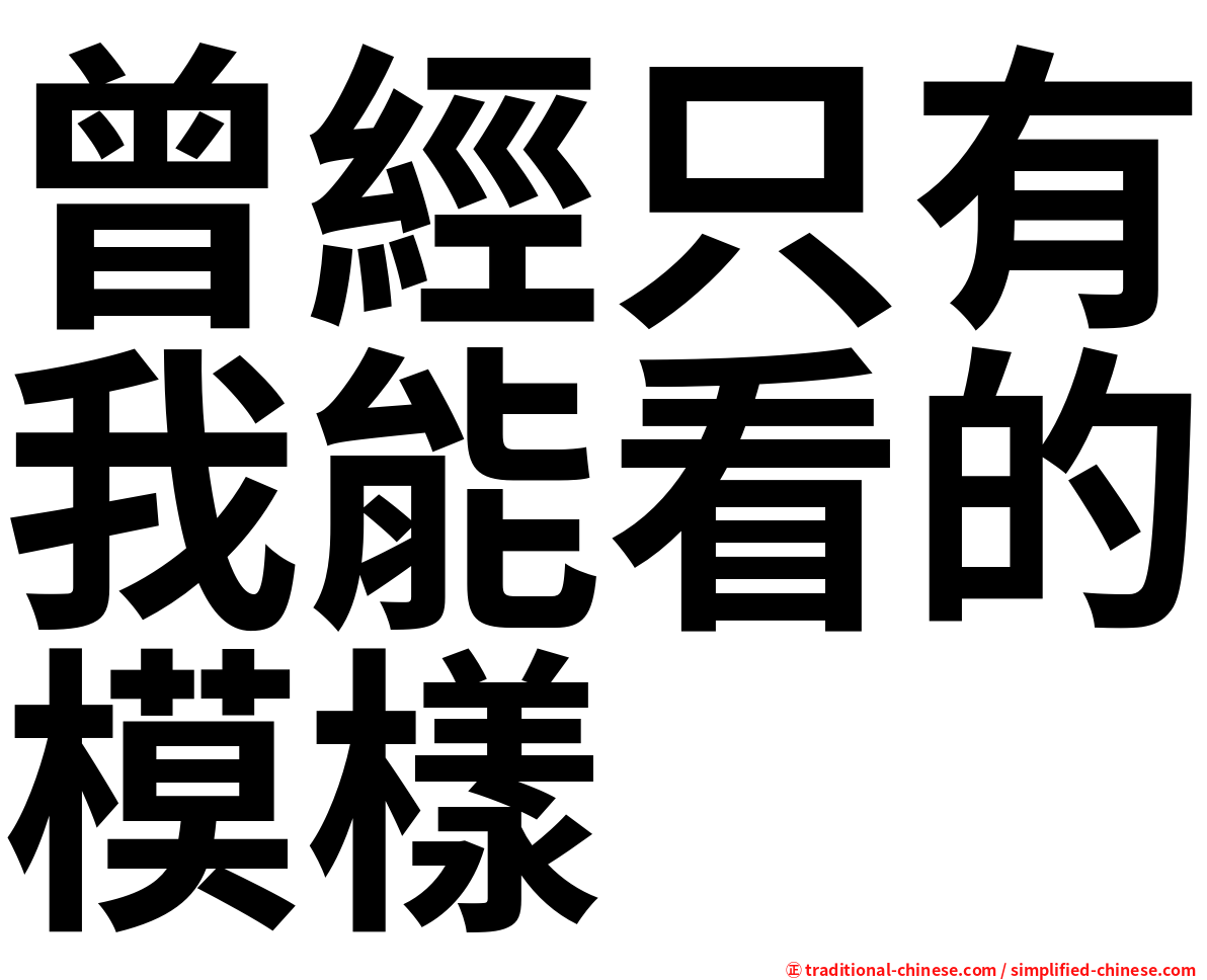 曾經只有我能看的模樣