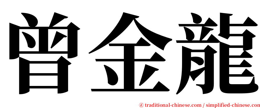 曾金龍 serif font