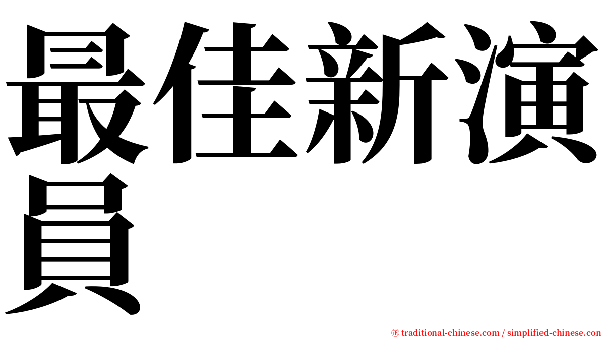 最佳新演員 serif font