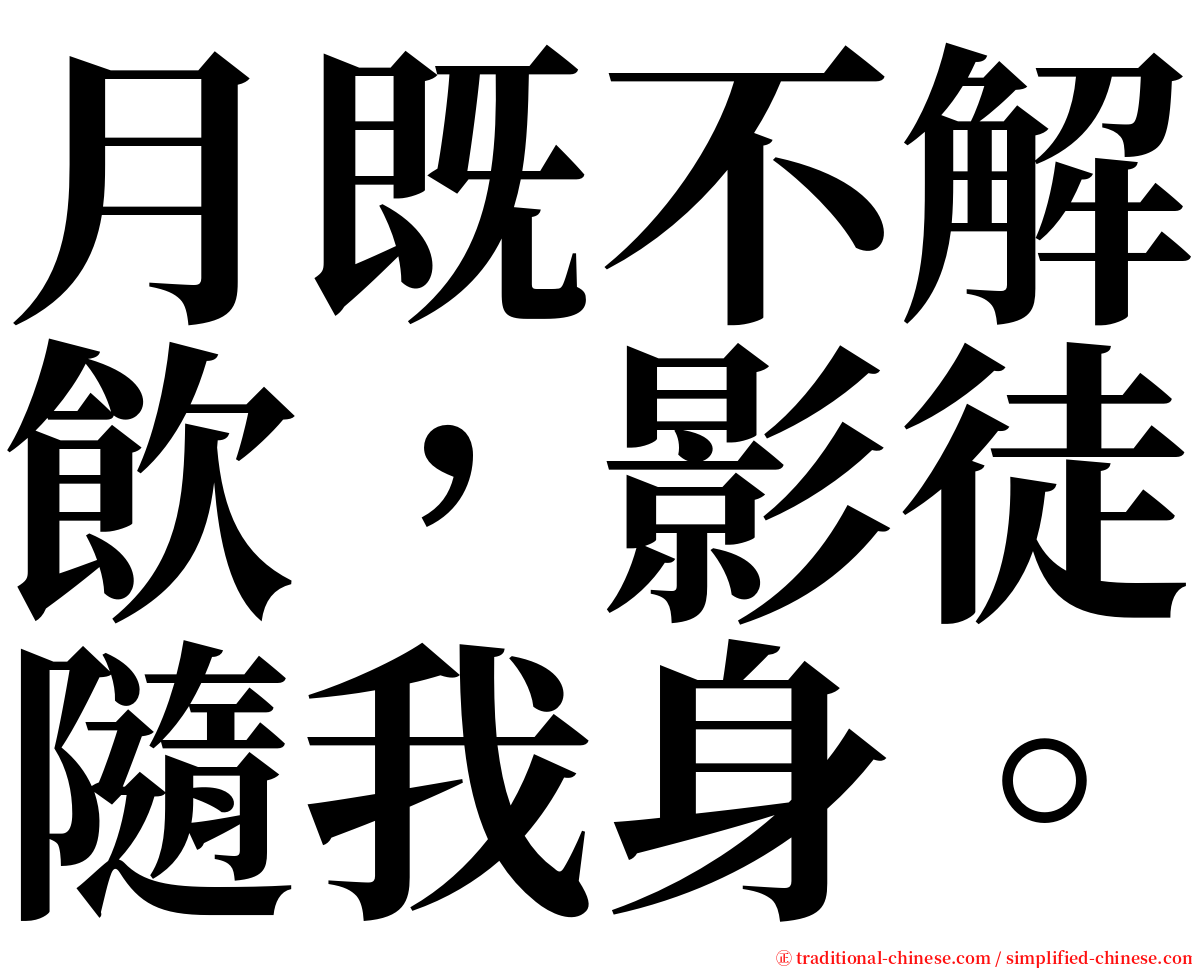 月既不解飲，影徒隨我身。 serif font