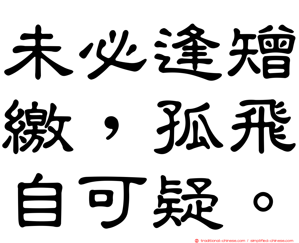 未必逢矰繳，孤飛自可疑。