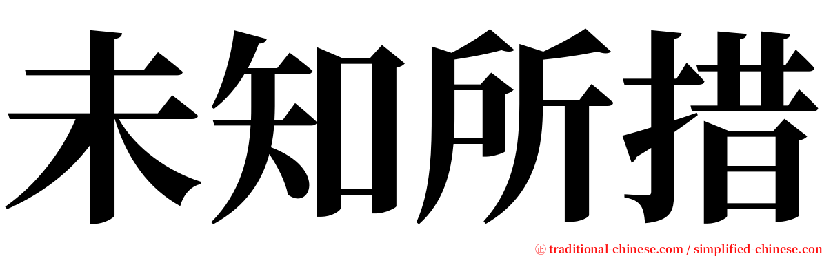 未知所措 serif font