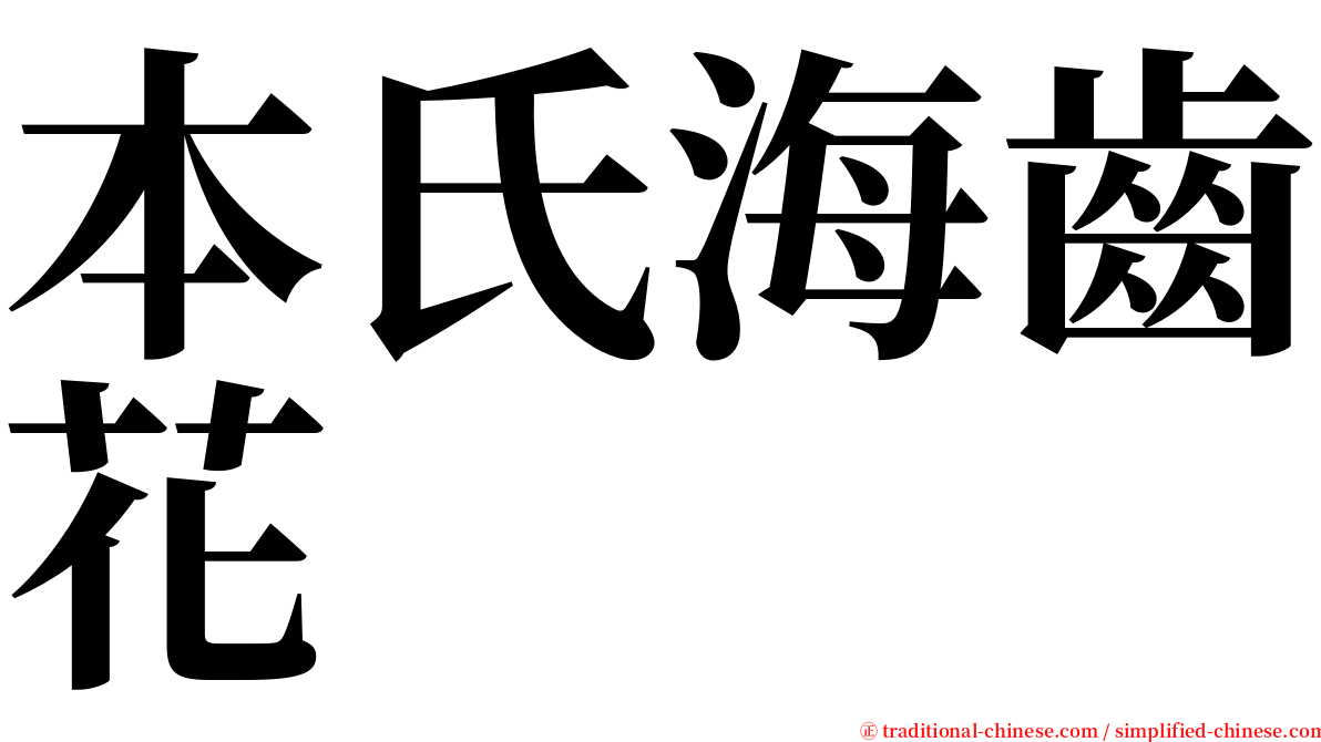 本氏海齒花 serif font