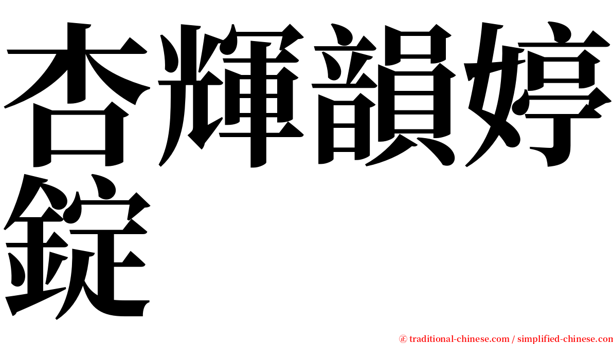 杏輝韻婷錠 serif font