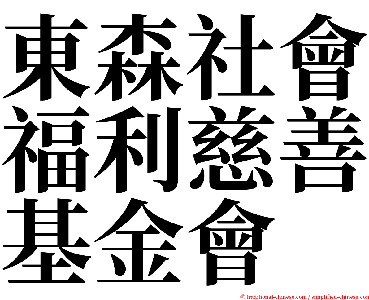 東森社會福利慈善基金會 serif font