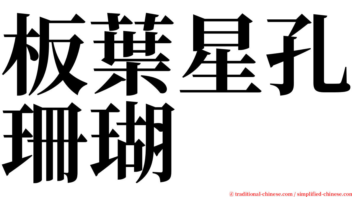 板葉星孔珊瑚 serif font