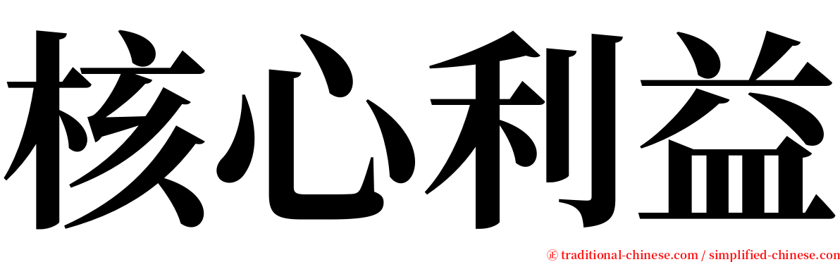 核心利益 serif font