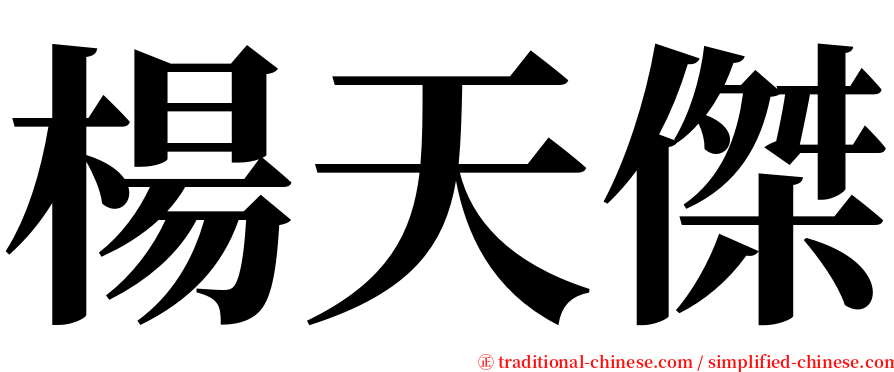 楊天傑 serif font